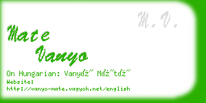 mate vanyo business card